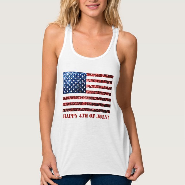 Camiseta Con Tirantes Bandera de Estados Unidos azul rojo brillante text (Anverso)