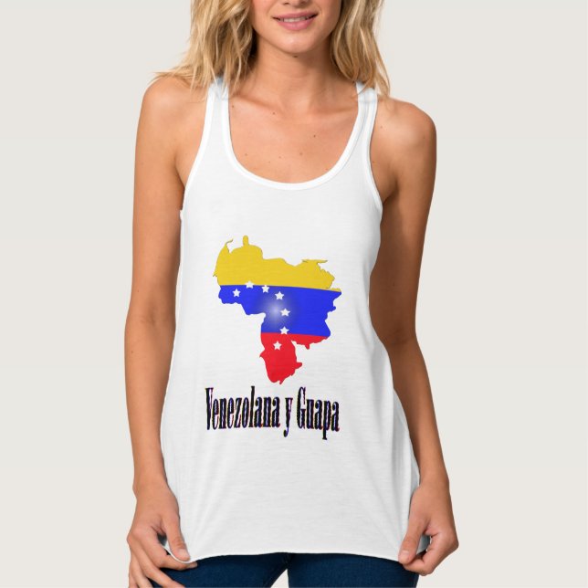 Camiseta Con Tirantes Bandera de Venezuela con el texto Venezolana Y Gua (Anverso)