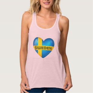 Camiseta Con Tirantes Bandera del Corazón de Suecia