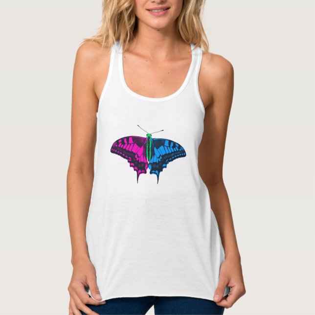 Camiseta Con Tirantes Bandera del Orgullo Polisexual Mariposa de cerda (Anverso)
