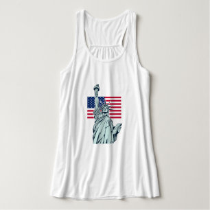 Camiseta Con Tirantes Bandera estadounidense con Lady Liberty Plus Size