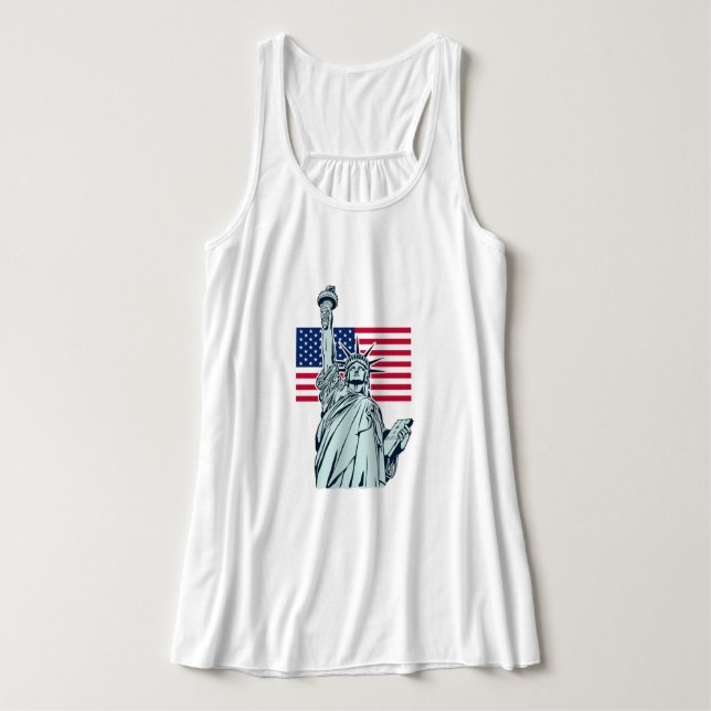 Camiseta Con Tirantes Bandera estadounidense con Lady Liberty Plus Size (Diseño del anverso)
