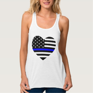 Camiseta Con Tirantes Bandera estadounidense delgada de la línea azul - 