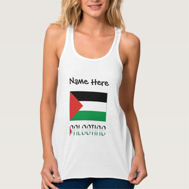 Camiseta Con Tirantes Bandera palestina y palestina con tu nombre (Anverso)