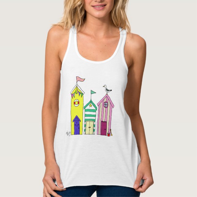 Camiseta Con Tirantes Beach Huts 1 Ilustracion (Anverso)