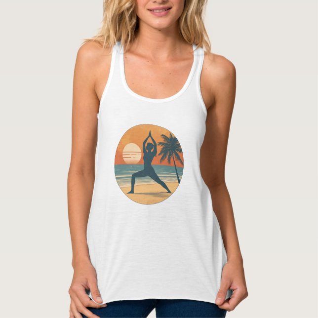 Camiseta Con Tirantes Beach Sunset Yoga Silhouette | Coastal Yogi Life (Anverso)