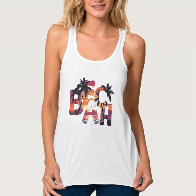 Camiseta Con Tirantes Beach Waves Palm Trees (Anverso)