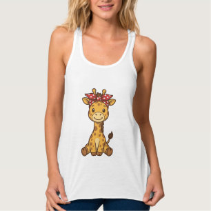 Camiseta Con Tirantes Bebé jirafa linda con diseño vectorial vintage de 