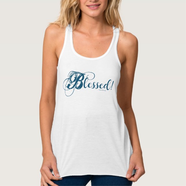 Camiseta Con Tirantes "¡Bendito!" Depósito de Racerback Flowy para Mujer (Anverso)