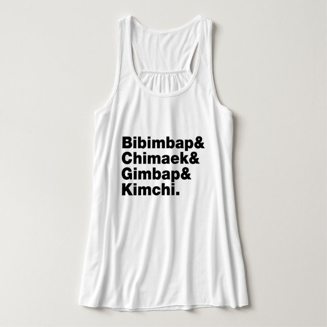 Camiseta Con Tirantes Bibimbap y Chimaek, Gimbap y Kimchi. Alimentos cor (Diseño del anverso)