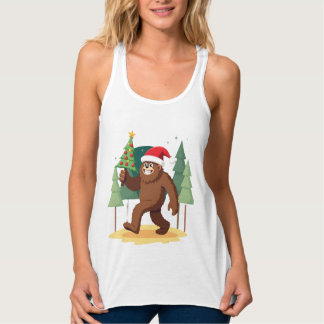 Camiseta Con Tirantes Bigfoot Christmas Tree Santa Hat (4)