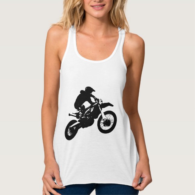 Camiseta Con Tirantes Black White Pop Art Motocross Motoryle Sport (Anverso)
