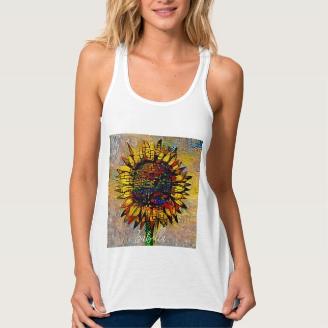 Camiseta Con Tirantes Bonito Resumen Pintura de girasol (Anverso)