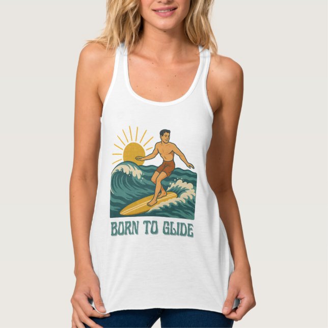 Camiseta Con Tirantes Born To Glide Cali Surfer -Retro Surf Art- Surfing (Anverso)