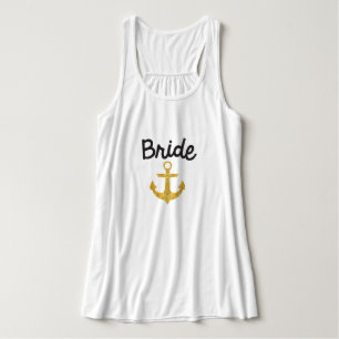 Camiseta Con Tirantes Brida Nautical Anchor Relieve metalizado dorado Ta