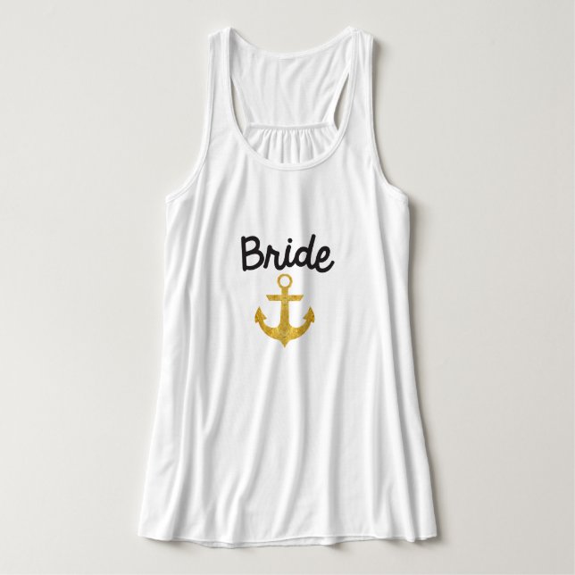 Camiseta Con Tirantes Brida Nautical Anchor Relieve metalizado dorado Ta (Diseño del anverso)