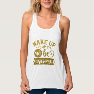 Camiseta Con Tirantes Brillantina dorada   Despierta y sé increíble