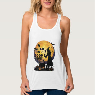 Camiseta Con Tirantes Bruja Buen Tiempo Halloween Luna Caldero_1