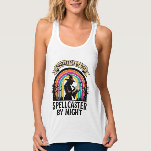 Camiseta Con Tirantes Bruja Contadora Diseño Retro de Contabilidad de Ha