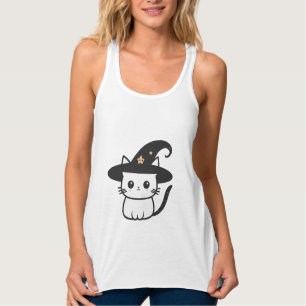 Camiseta Con Tirantes bruja de gato lindos gatos diseño de los amantes