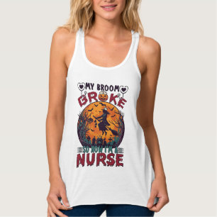 Camiseta Con Tirantes Bruja De Halloween De Luna Llena Escobas Rota Murc
