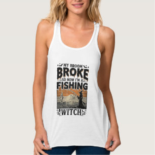 Camiseta Con Tirantes Bruja de la Pesca Diseño Vectorial Vintage de Hall