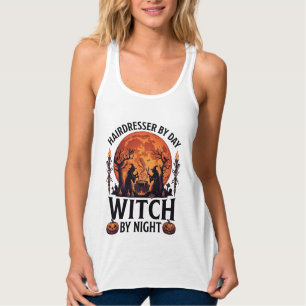 Camiseta Con Tirantes Bruja de noche del día del peluquero Halloween pei