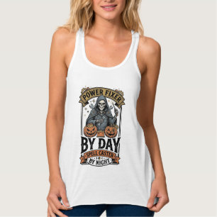 Camiseta Con Tirantes Bruja de reparación de baterías divertido Hallowee