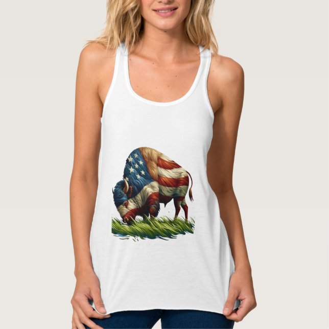 Camiseta Con Tirantes Búfalo de bandera estadounidense (Anverso)