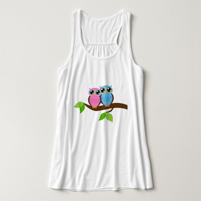 Camiseta Con Tirantes Búho romántico dulce (Diseño del anverso)