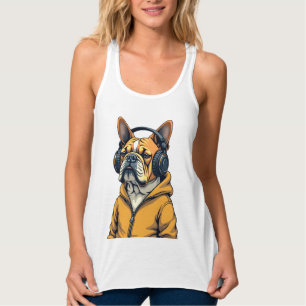 Camiseta Con Tirantes Bulldog Antiguo con Auriculares con Capucha Música