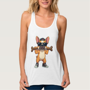 Camiseta Con Tirantes Bulldog Francés Antiguo y Genial con Hueso de Dibu
