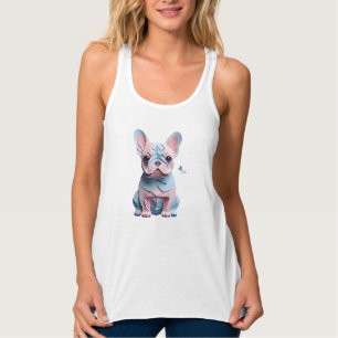 Camiseta Con Tirantes Bulldog francés con arte de corte de papel de mari