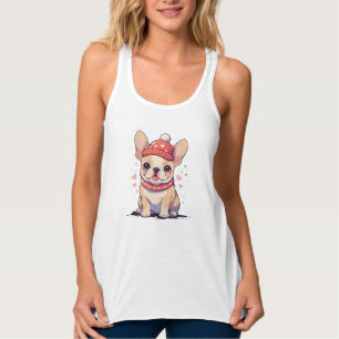 Camiseta Con Tirantes Bulldog francés con gorra y bufanda