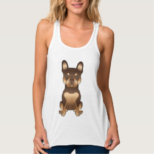 Camiseta Con Tirantes Bulldog Francés Marrón y Canela Dibujo Animado Ado