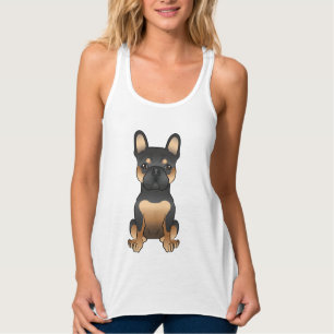 Camiseta Con Tirantes Bulldog Francés Negro y Caoba / Frenchie Perro Lin