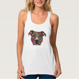 Camiseta Con Tirantes Butterfly Kaleidoscope Pitbull Portrait -Bully Mom
