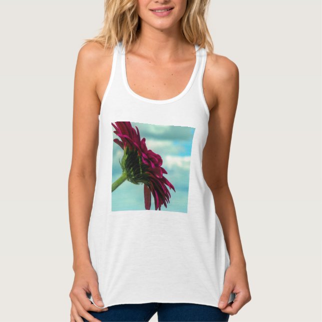 Camiseta Con Tirantes Buzo de flores rosadas (Anverso)