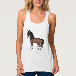 Camiseta Con Tirantes Caballo de Dibujos Animados Brown Gypsy Vanner Cly