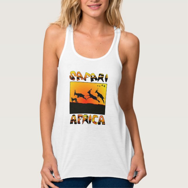 Camiseta Con Tirantes Cabecera de damas de Safari Sunset de África (Anverso)