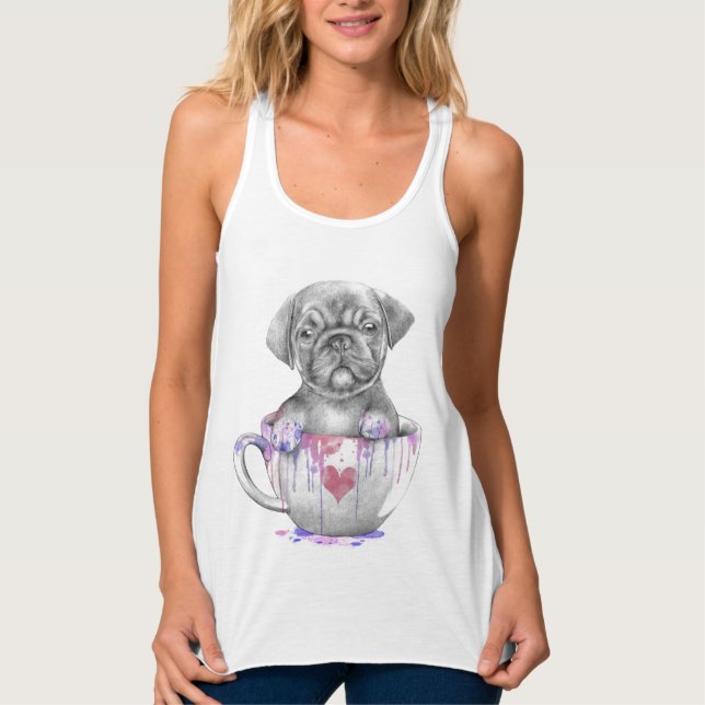 Camiseta Con Tirantes Cachorro De Cachorro En Una Copa (Anverso)