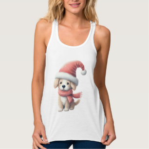Camiseta Con Tirantes Cachorro lindo de invierno/Santa/Navidad