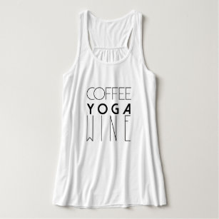 Camiseta Con Tirantes Café Yoga Wine   Tipografía de Moda