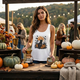 Camiseta Con Tirantes Calabaza de gato negro Halloween