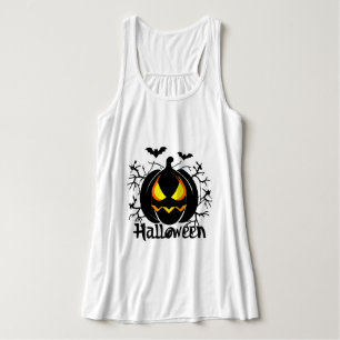 Camiseta Con Tirantes Calabaza de Halloween asustada