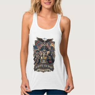 Camiseta Con Tirantes Calavera Colonial Patriótica Comandante Oscuro Pat