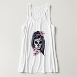Camiseta Con Tirantes Calavera de azúcar y lirios
