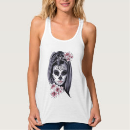 Camiseta Con Tirantes Calavera de azúcar y lirios
