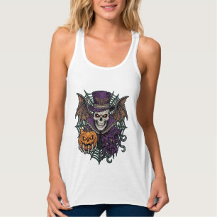 Camiseta Con Tirantes Calavera de Halloween Sombrero Alto Alas de Murcié