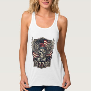 Camiseta Con Tirantes Calavera de la Libertad Cibernética Patriótica Fut